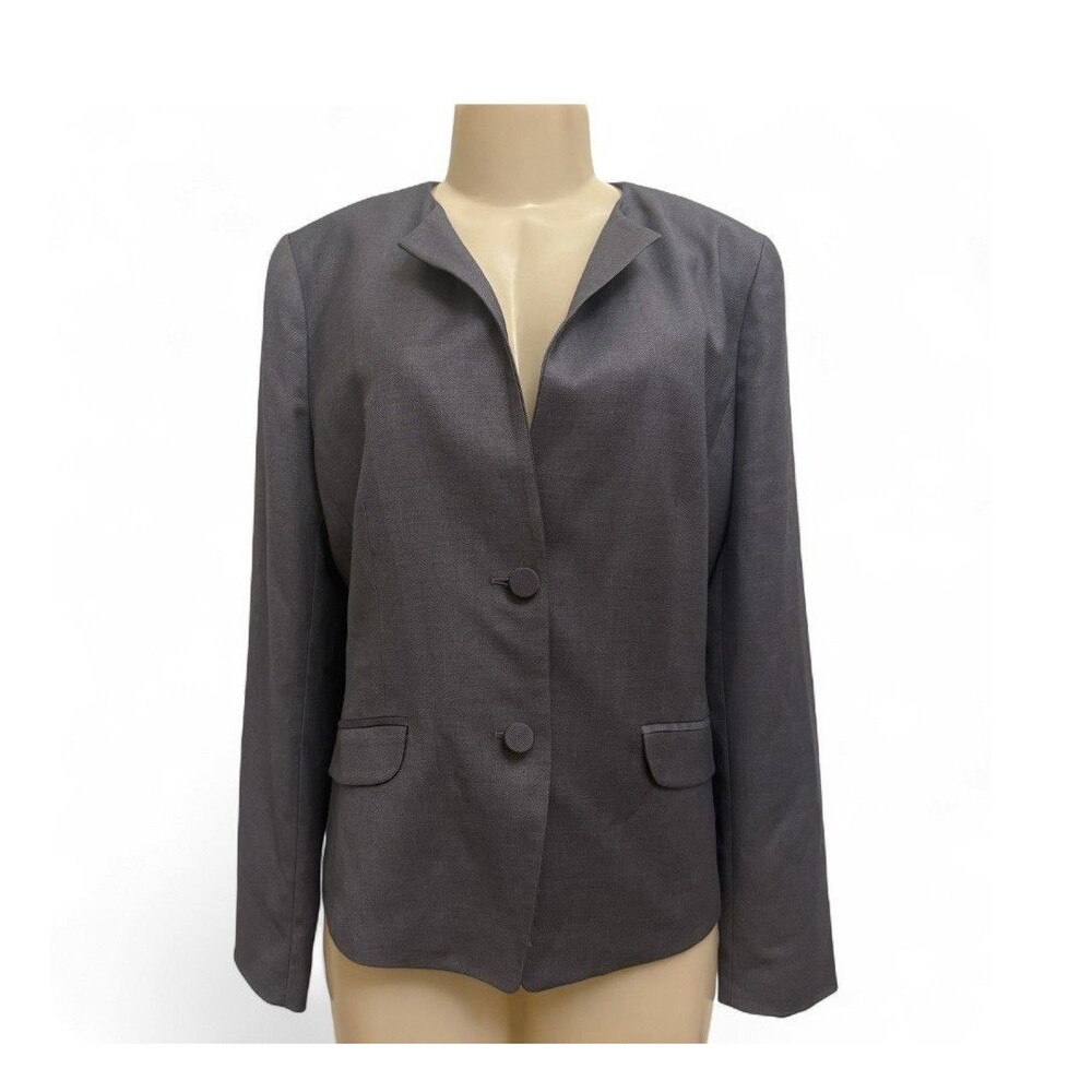 GAP Women's Grey Blazer Jacket Size 8 Two-Button Workwear Professional Lined
